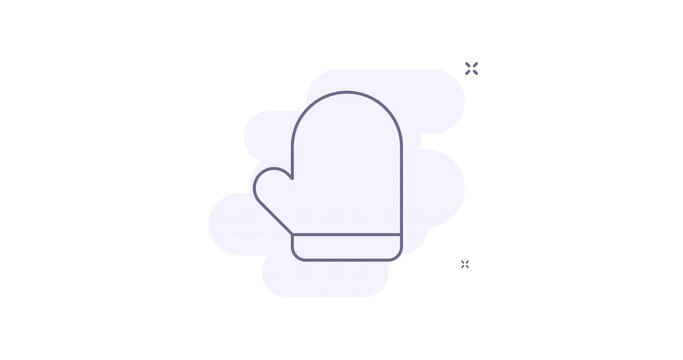 mitten 2d animated outline icon with alpha channel. mitten line icon 4k video motion design graphics for web, mobile and ui design.