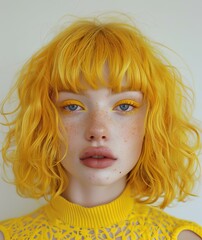 Portrait of an Instagram model with yellow hair