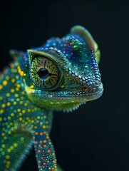 green lizard on a dark background