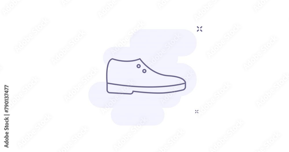 Poster shoe 2d animated outline icon with alpha channel. shoe line icon 4k video motion design graphics for