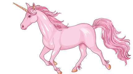 Obraz na płótnie Canvas Pink unicorn. Drawn style. White background isolate.