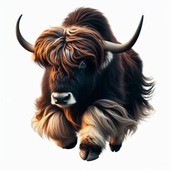 Image of isolated Yak against pure white background, ideal for presentations
