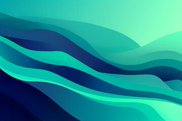 Abstract wavy background in turquoise and blue colors. Wallpaper, background.