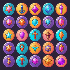 Set of icons for games and applications