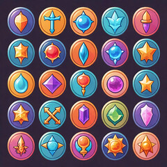 Set of icons for games and applications