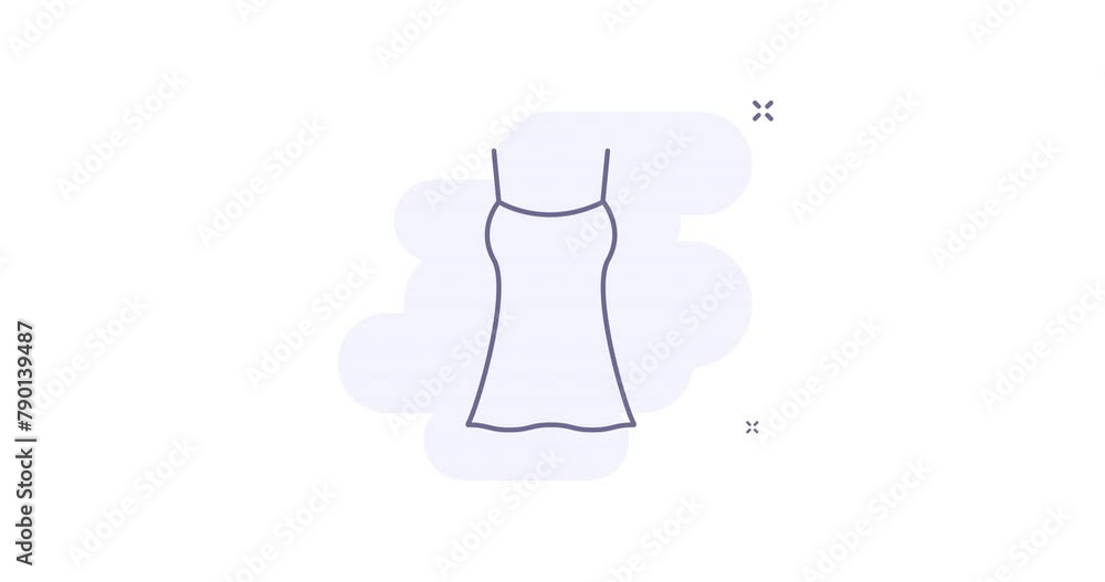 Poster nightie 2d animated outline icon with alpha channel. nightie line icon 4k video motion design graphi