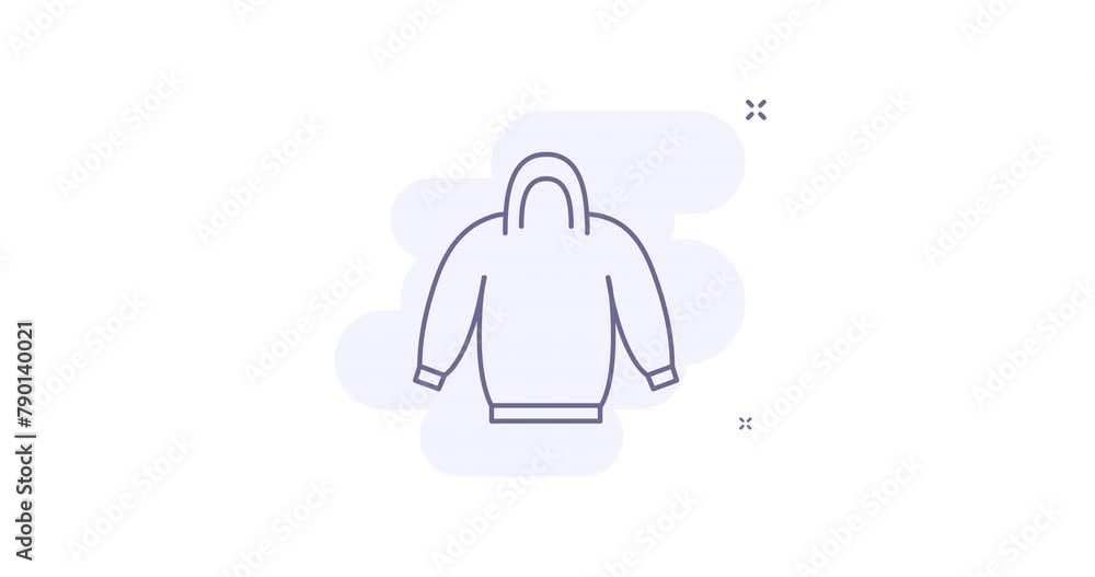 Poster hoodie 2d animated outline icon with alpha channel. hoodie line icon 4k video motion design graphics