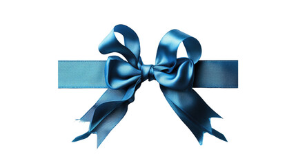 symmetric blue bow with square cut ends on ribbon