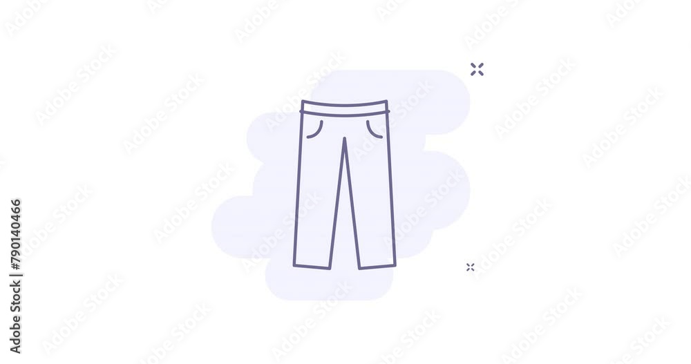 Poster pants 2d animated outline icon with alpha channel. pants line icon 4k video motion design graphics f