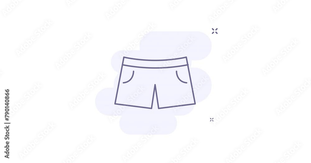 Poster shorts 2d animated outline icon with alpha channel. shorts line icon 4k video motion design graphics