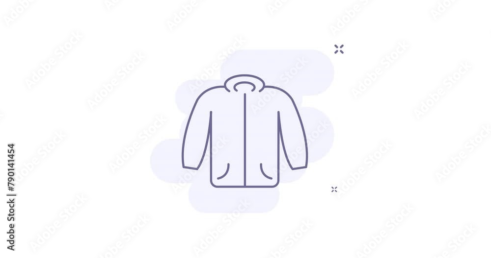 Poster jacket 2d animated outline icon with alpha channel. jacket line icon 4k video motion design graphics