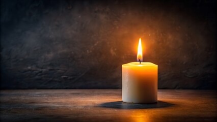 burning candle on a dark background in the dark - obrazy, fototapety, plakaty