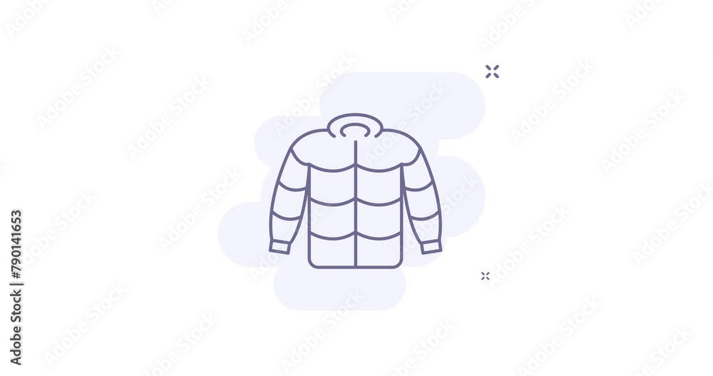 Poster jacket 2d animated outline icon. jacket line icon 4k video motion design graphics for web, mobile an