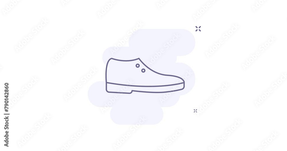 Poster shoe 2d animated outline icon. shoe line icon 4k video motion design graphics for web, mobile and ui