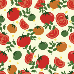 tomato seamless pattern in flat vector