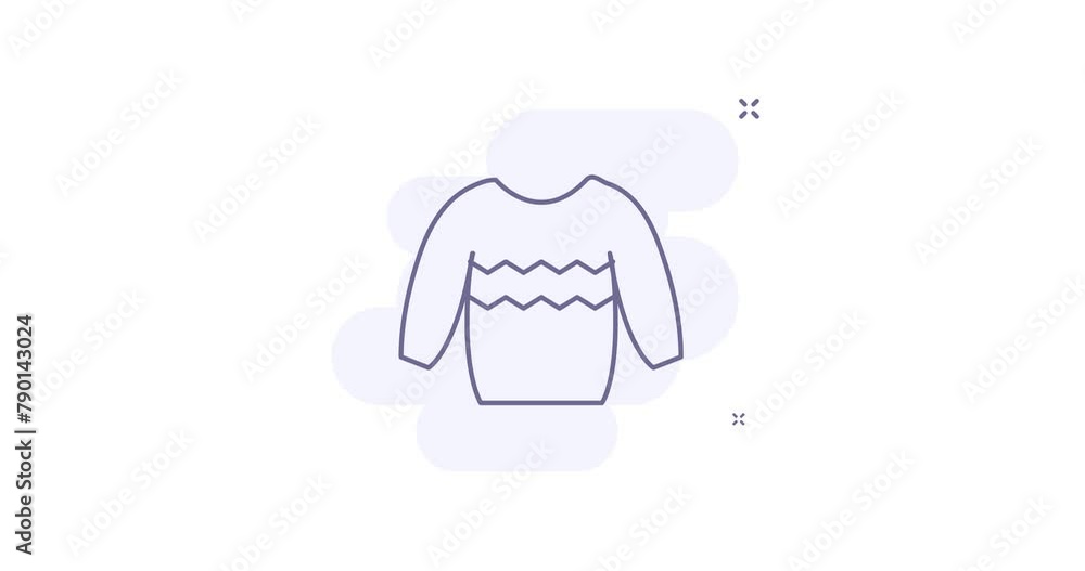 Poster wool sweater 2d animated outline icon. wool sweater line icon 4k video motion design graphics for we