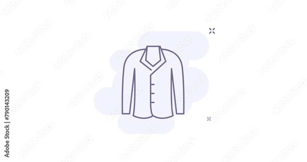 Poster blazer jacket 2d animated outline icon. blazer jacket line icon 4k video motion design graphics for 