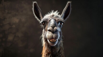 A smiling llama facing the camera - Powered by Adobe