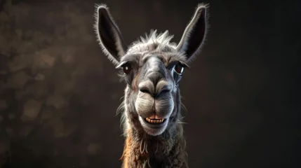 Fototapete A smiling llama facing the camera © 2rogan