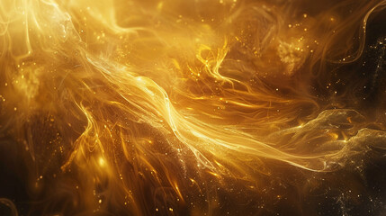 A golden ethereal haze flowing gracefully in a sea of darkness