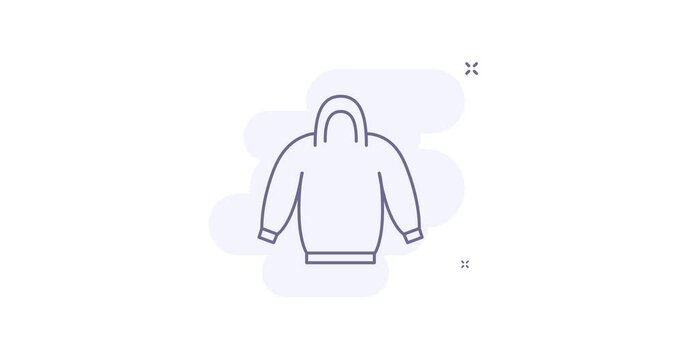 hoodie 2d animated outline icon. hoodie line icon 4k video motion design graphics for web, mobile and ui design.
