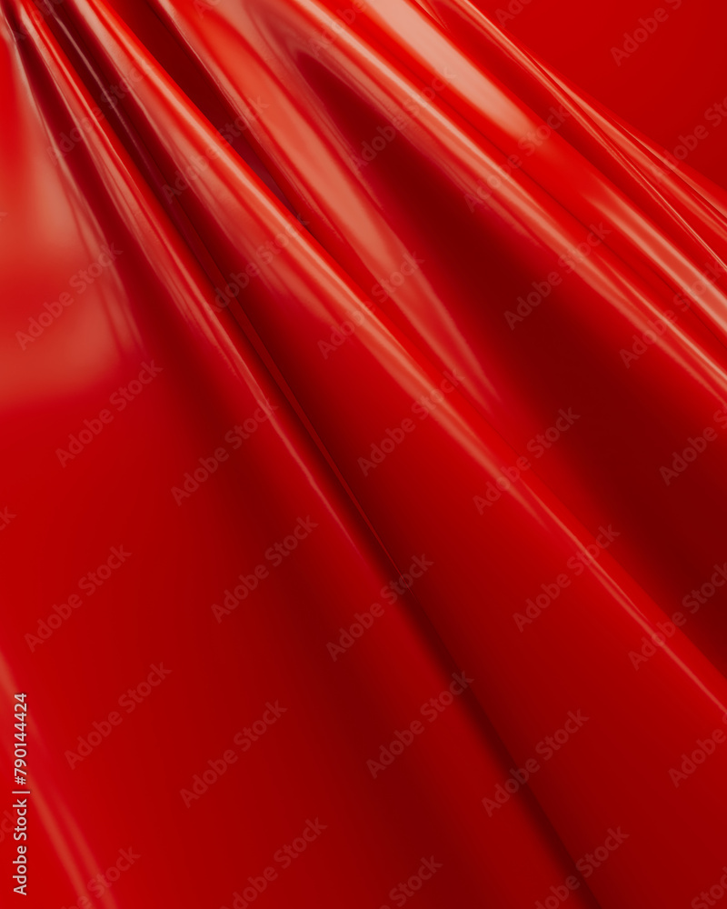 Poster red folds ripples rubber latex silky smooth vibrant abstract background 3d illustration render digit