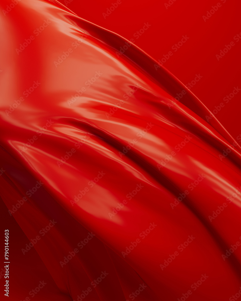 Poster red folds ripples rubber latex silky smooth vibrant abstract background 3d illustration render digit