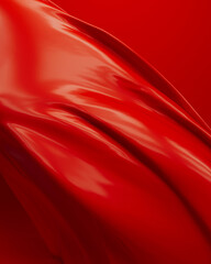 Red folds ripples rubber latex silky smooth vibrant abstract background 3d illustration render digital rendering - 790144603