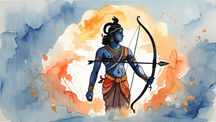 An illustration of the Hindu god Rama.

 - obrazy, fototapety, plakaty