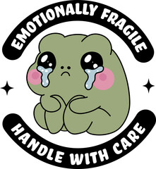 Emotionally Fragile Handle With Care Shirt,Mental Health Anxiety,Frog cute,Trendy Retro Groovy Aesthetic.