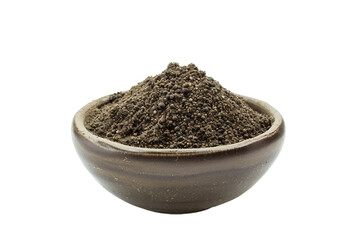 Black Pepper Powder in a Bowl Isolated on Transparent Background