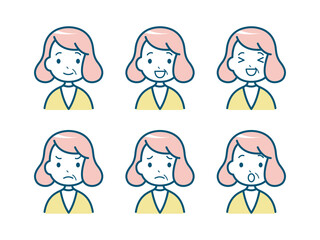 色々な表情の女性のイラスト
