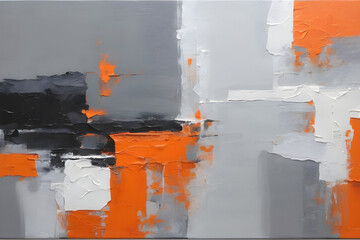 Urban Symphony: Abstract Grays and Accents of Orange and White. generative AI