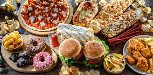 Foods enhancing the risk of cancer. Junk food - 790147894