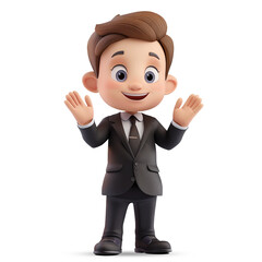 3d cute young businessman character