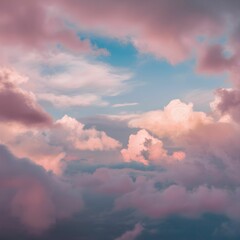 Dreamy Blue Sky with Pink Clouds