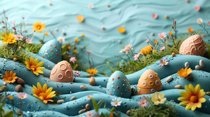'easter background in the style of Three-Dimensional Art Mediums --ar 16:9 --stylize 750