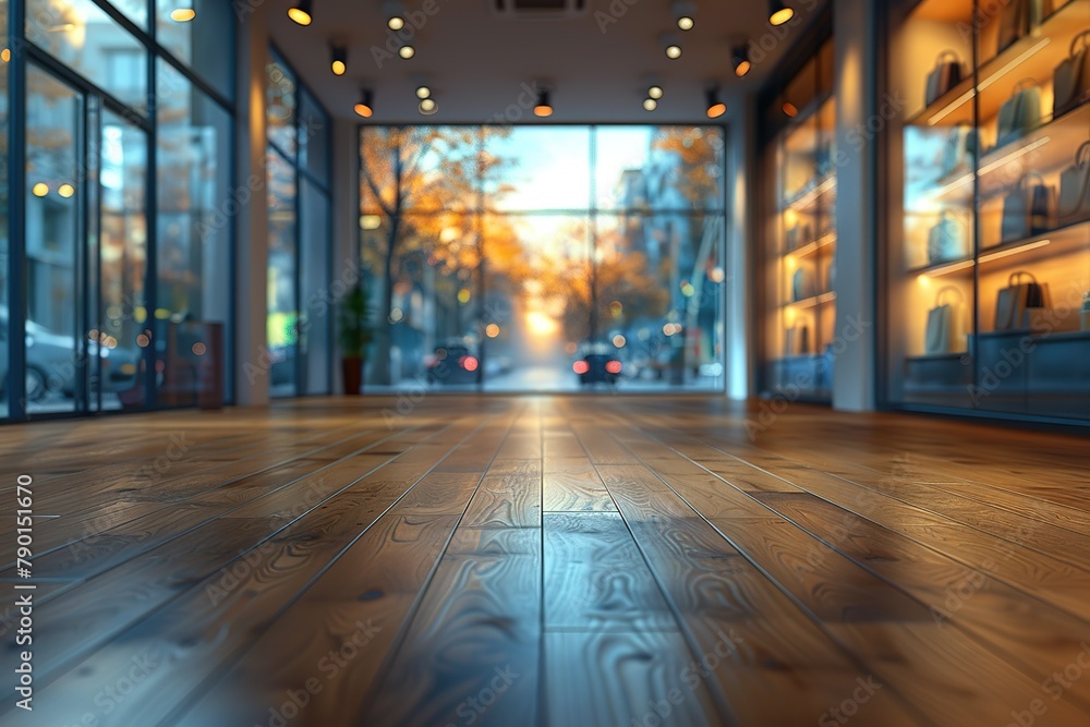 Poster store with blurred effect copy space for text