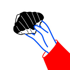 Vector of Hand Holding Croissant Illustration