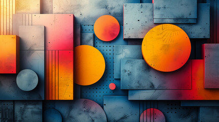 background image with geometric shapes and details, rich and vibrant colors --ar 16:9 --style raw --stylize 750