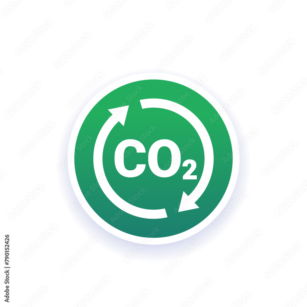 Sticker decarbonisation icon, reducing carbon footprint vector