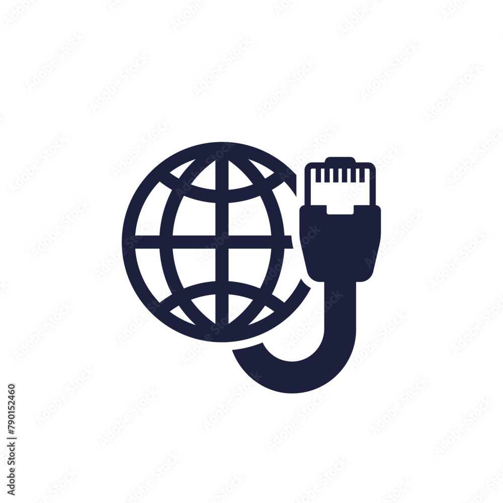 Poster ethernet cable, network icon, pictogram on white