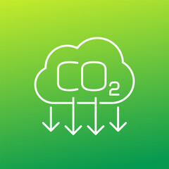 decarbonisation icon, carbon emissions reduction line vector