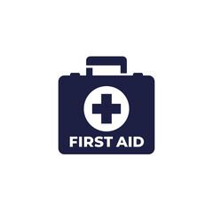 First aid kit icon, medical box pictogram