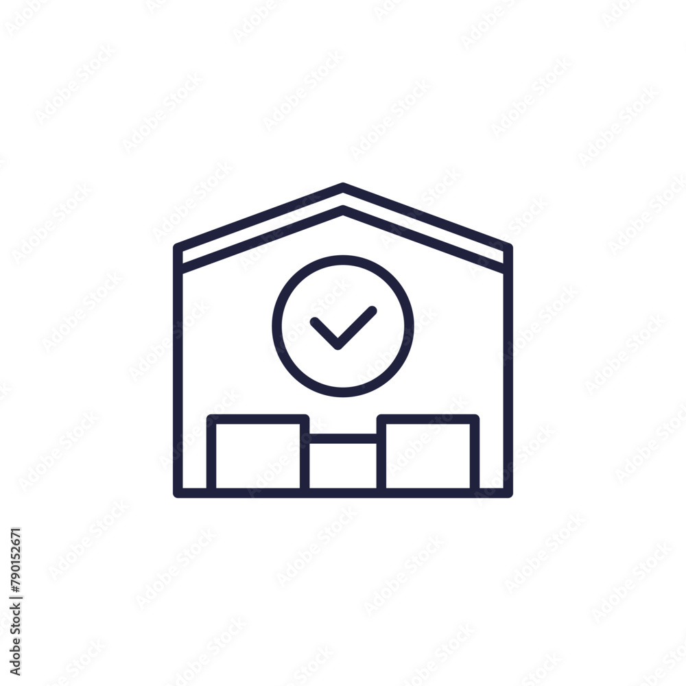 Sticker warehouse, storage line icon on white