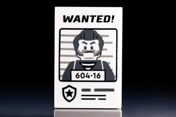 Fototapeta premium LEGO WANTED sign with a gangster photo