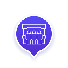 booth, exhibition stand icon, linear vector