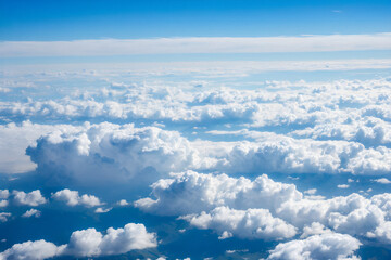 Cloud Sea Above: Breathtaking View from Airplane Window. generative AI