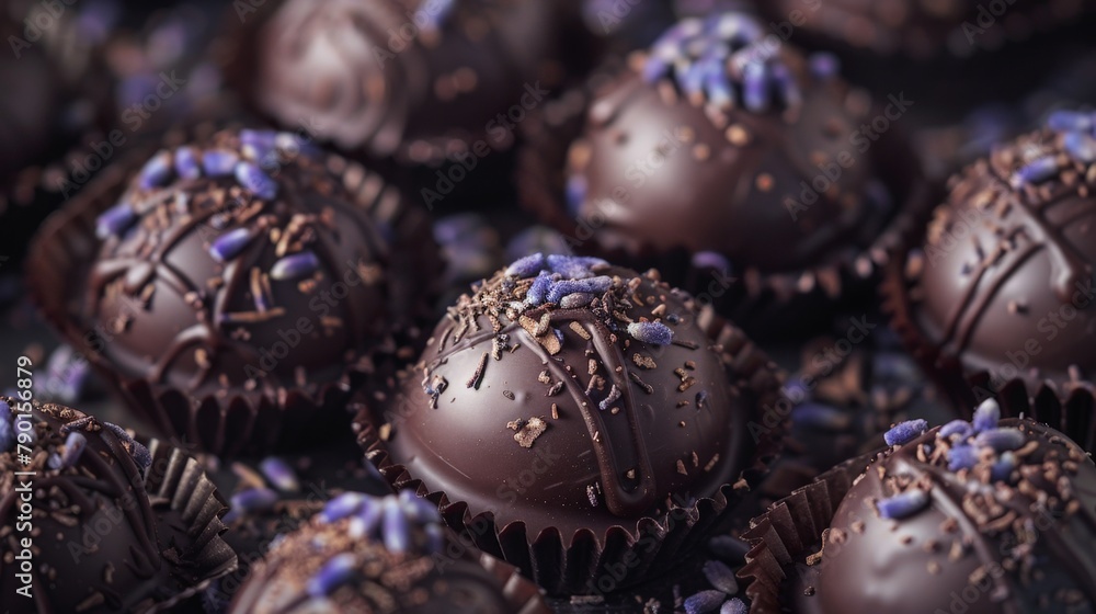 Poster many chocolates displayed on a table