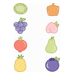 collection of cute doodle fruit illustration